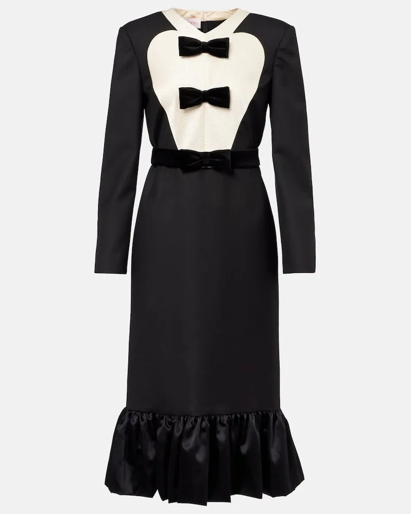 Valentino Garavani Abito midi in lana vergine con fiocco Nero