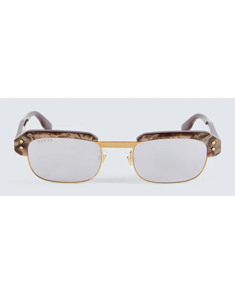 Gucci Occhiali da sole rettangolari Marrone