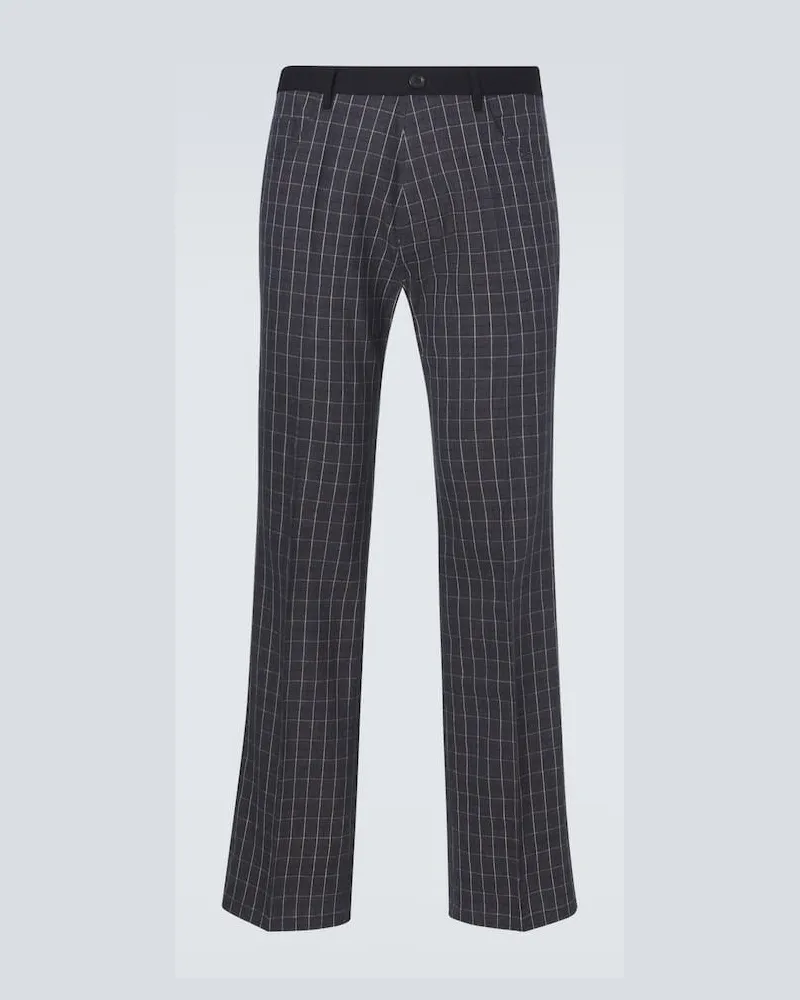 Wales Bonner Pantaloni regular County in misto lino Grigio