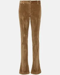 Dolce & Gabbana Pantaloni slim a vita bassa in velluto Marrone