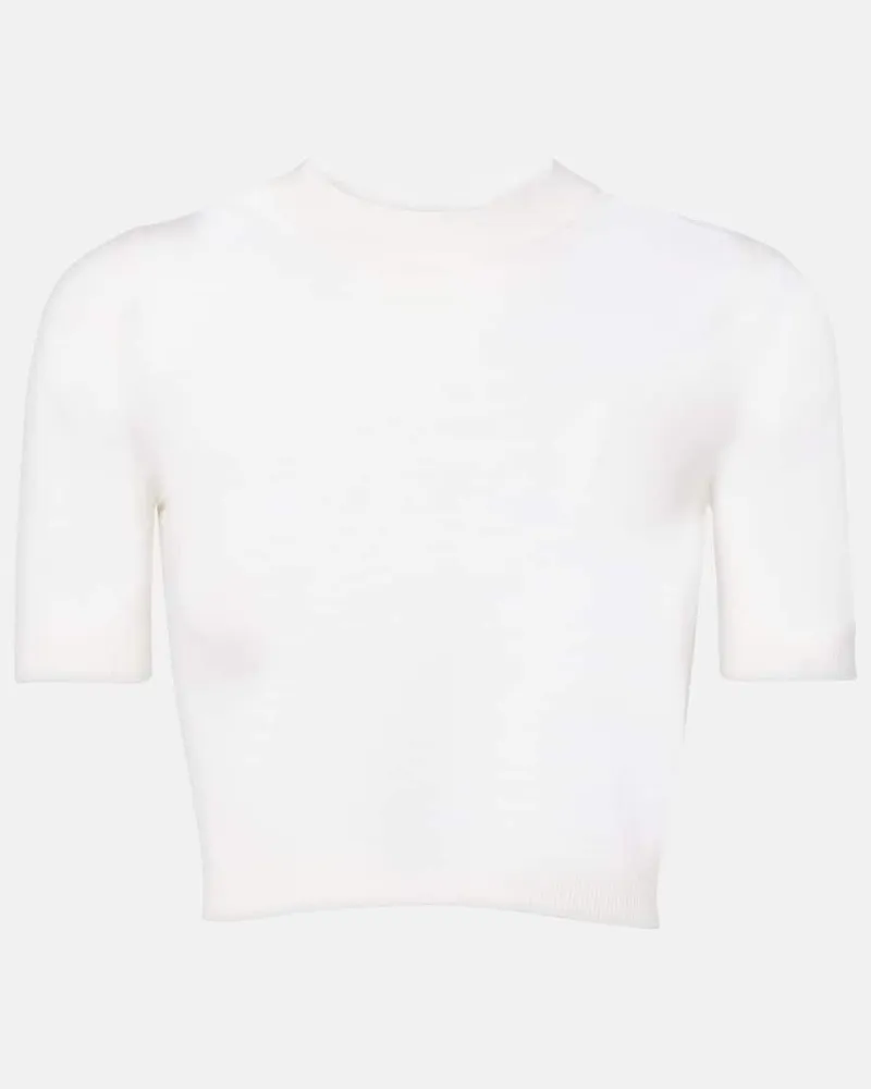 Alaïa AlaÃ¯a Top cropped in cashmere Bianco