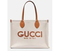 Gucci Borsa in canvas con pelle Beige