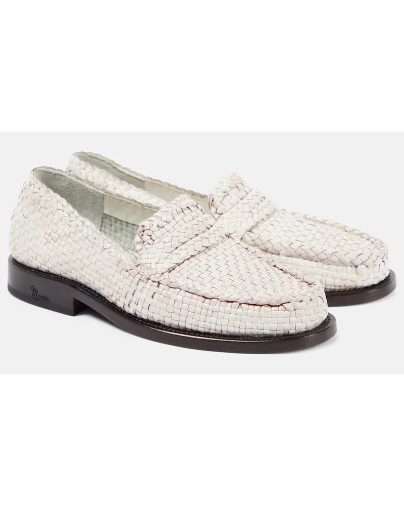 Marni Mocassini in pelle intrecciata Bianco