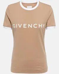 Givenchy T-shirt in jersey di cotone con logo Beige