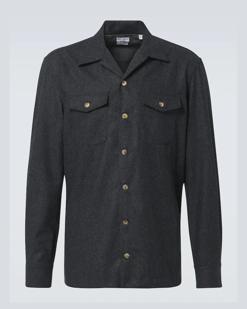 Brunello Cucinelli Camicia in lana vergine Grigio