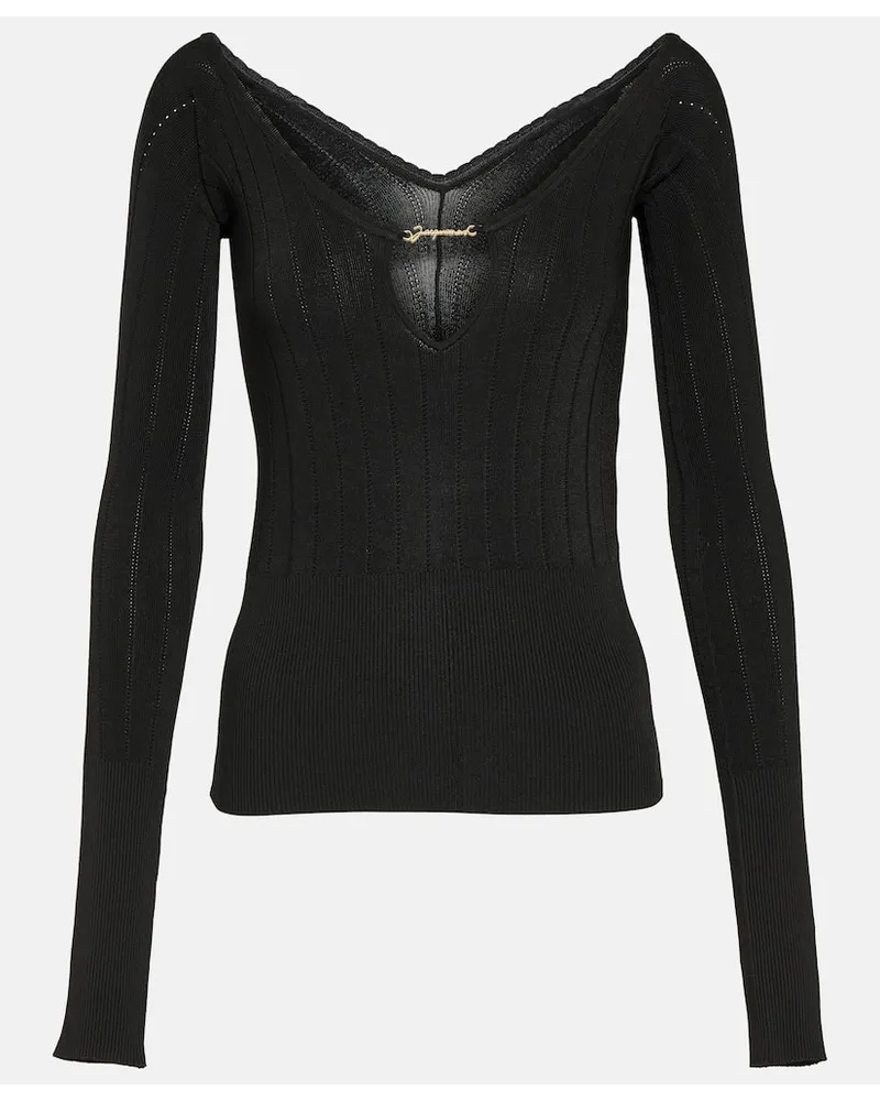 Jacquemus Top Le Haut Pralu in maglia a coste Nero