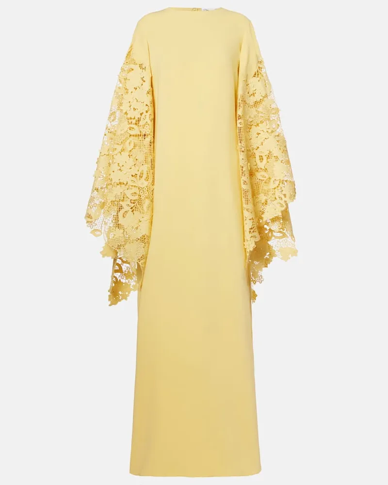 Oscar de la Renta Caftano in misto seta con ricamo Giallo