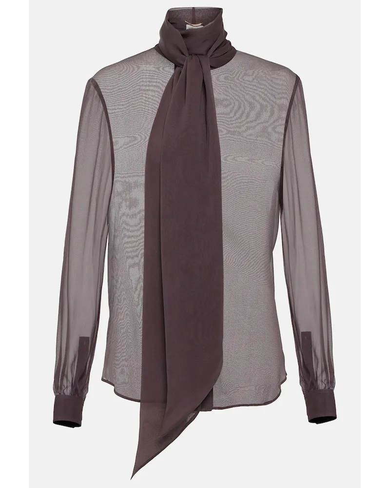 Saint Laurent Blusa in crÃªpe di seta Viola