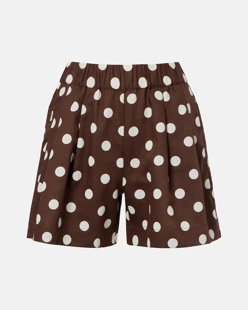 ASCENO Shorts Zurich in lino e cotone a pois Marrone