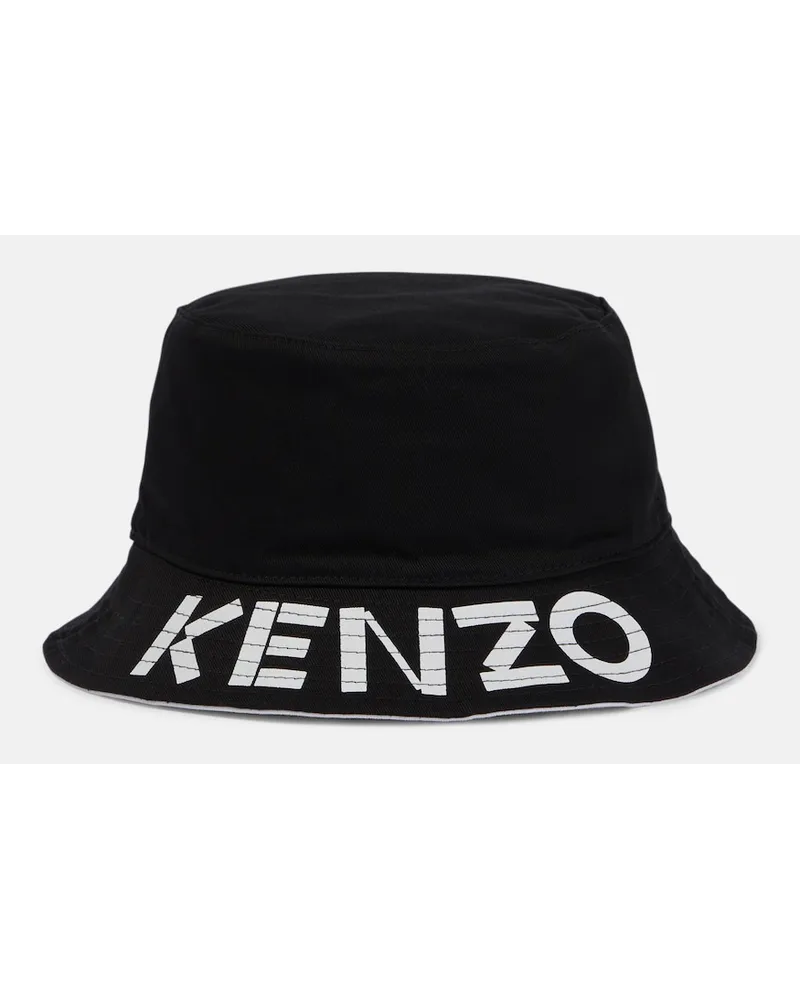 Kenzo Cappello reversibile in cotone con logo Nero