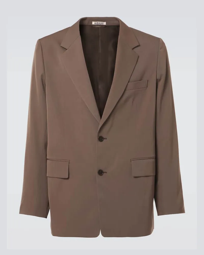 AURALEE Blazer in gabardine di lana Marrone