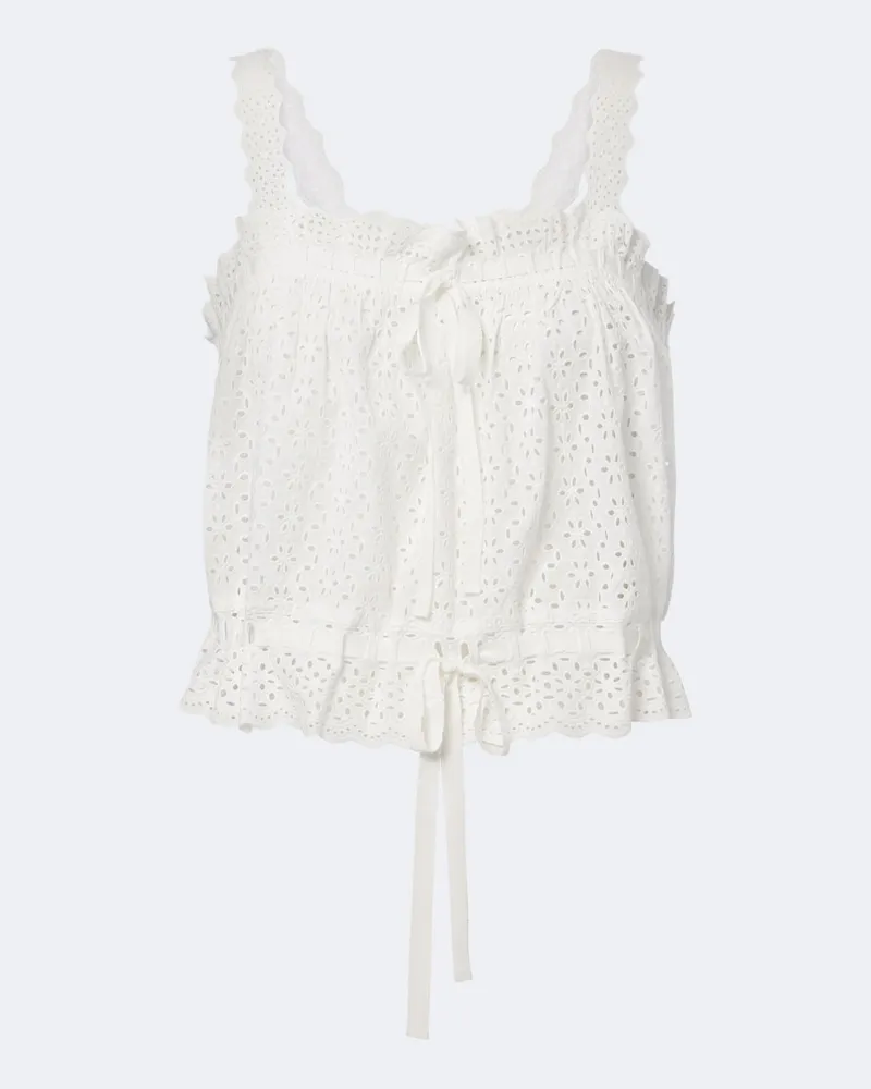 Ulla Johnson Top Isola in cotone sangallo Bianco