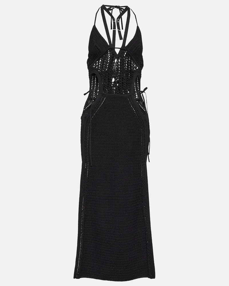 Dion Lee Abito midi in crochet Nero