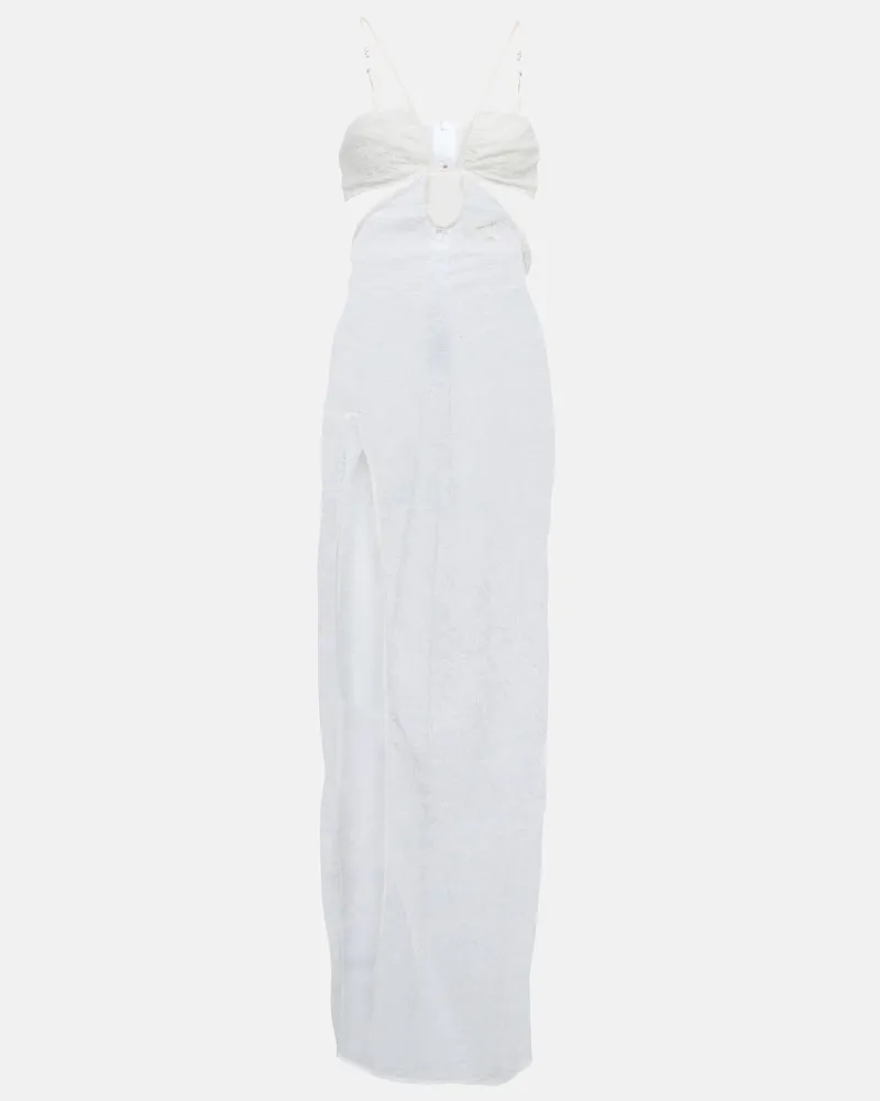 Nensi Dojaka Bridal - Abito lungo in pizzo con cut-out Bianco