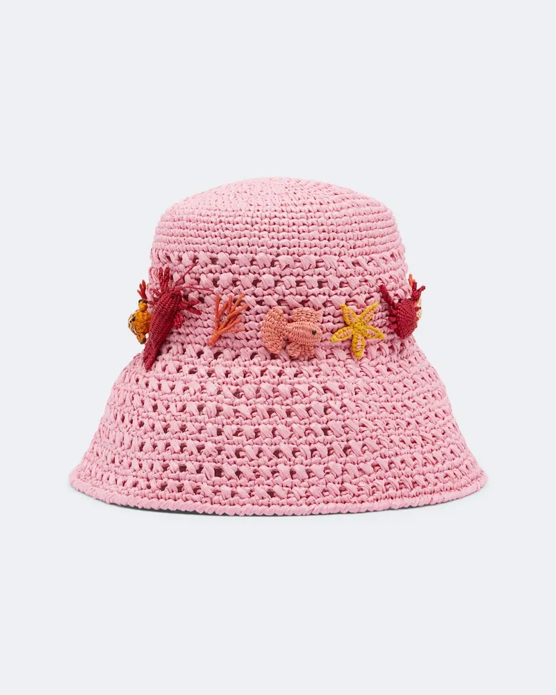 Aquazzura Cappello da pescatore in crochet Rosa