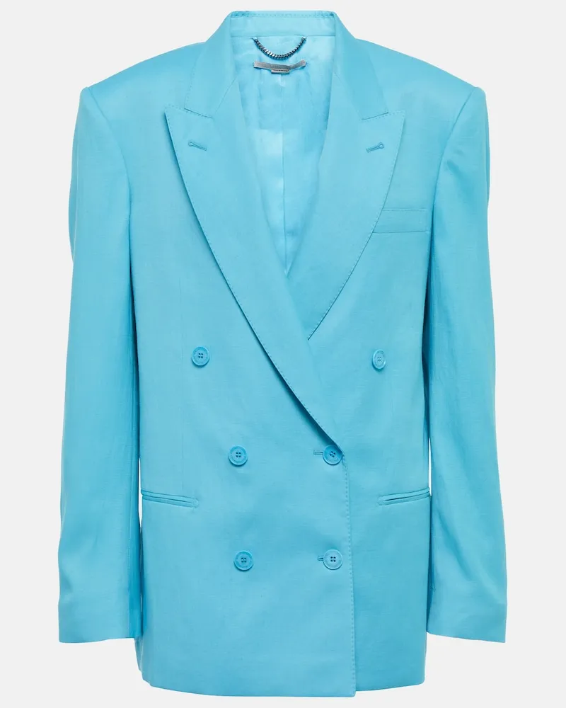 Stella McCartney Blazer doppiopetto in twill di lana Blu