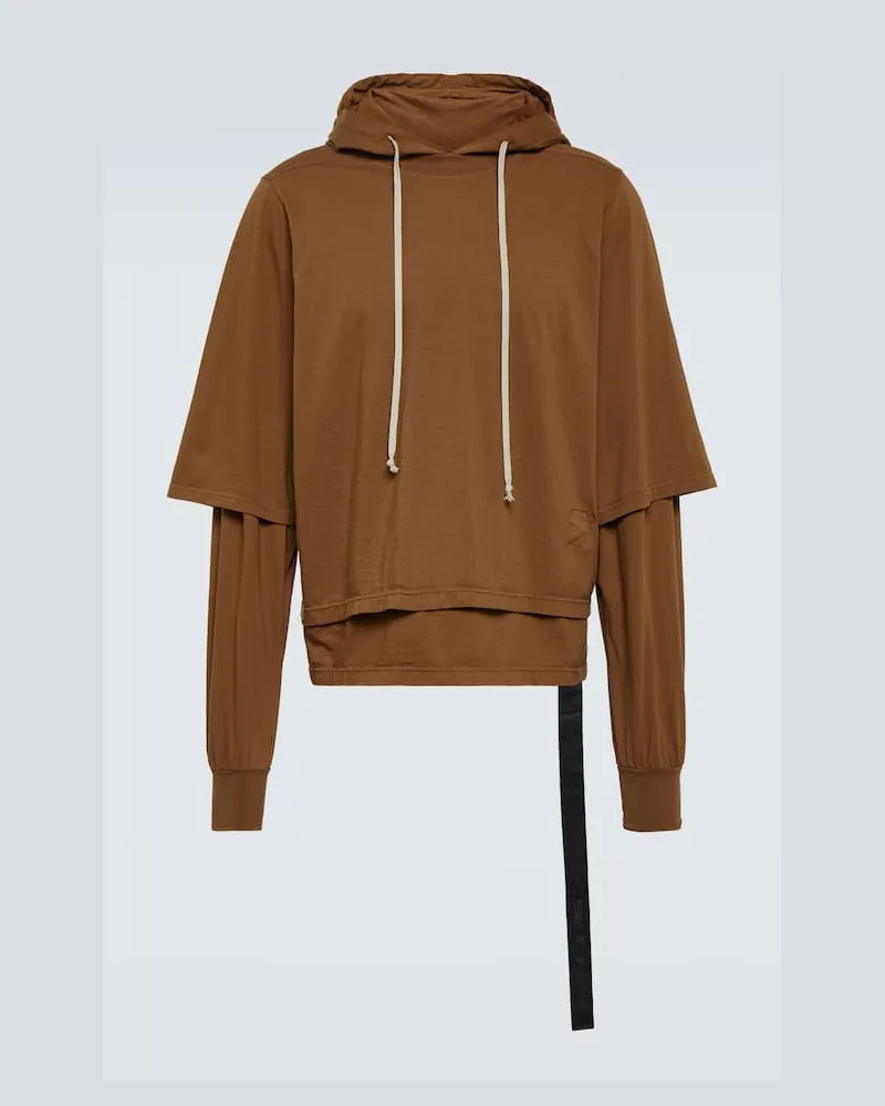 Rick Owens Felpa in jersey di cotone con cappuccio Marrone