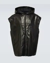 Rick Owens Gilet oversize in pelle Nero