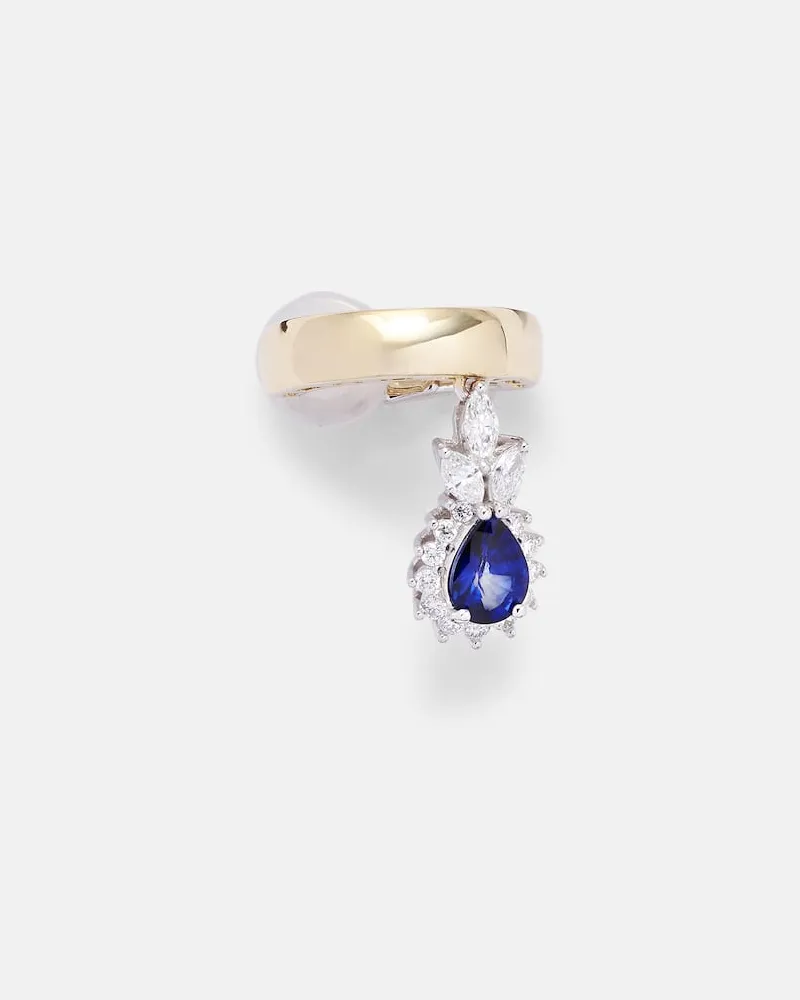 YEPREM Orecchino ear cuff Whisper Ear in oro 18kt con diamanti e zaffiri Oro