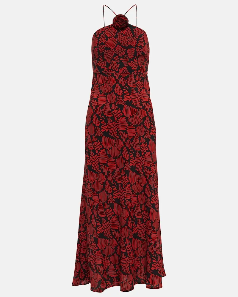 RIXO Abito midi Lana in misto seta con stampa Multicolore