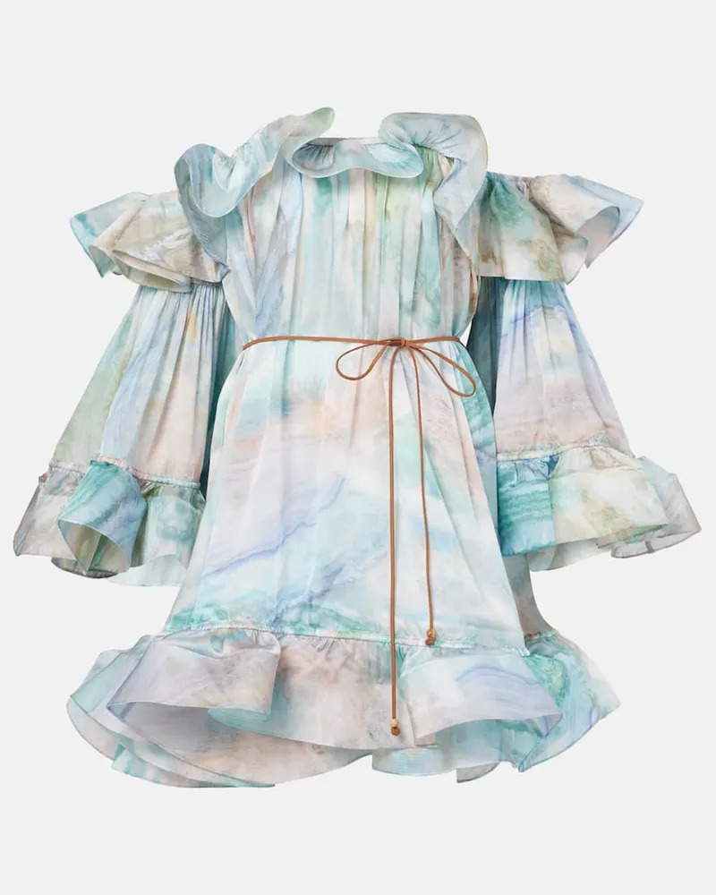 Zimmermann Abito corto Illuminate Flounce in seta Multicolore