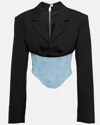 Dion Lee Blazer in lana con denim Blu