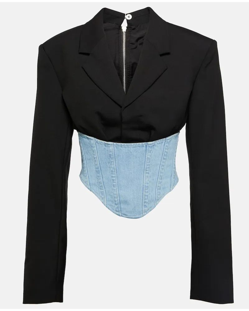 Dion Lee Blazer in lana con denim Blu