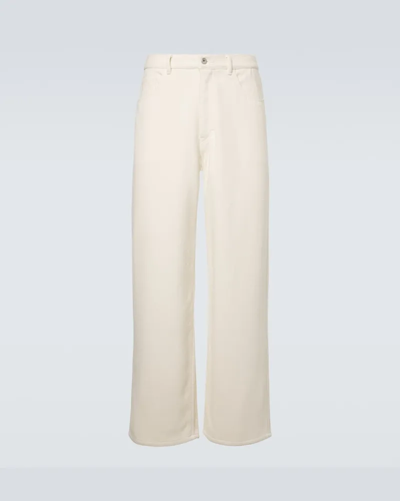 AURALEE Pantaloni a gamba larga in denim di seta Beige