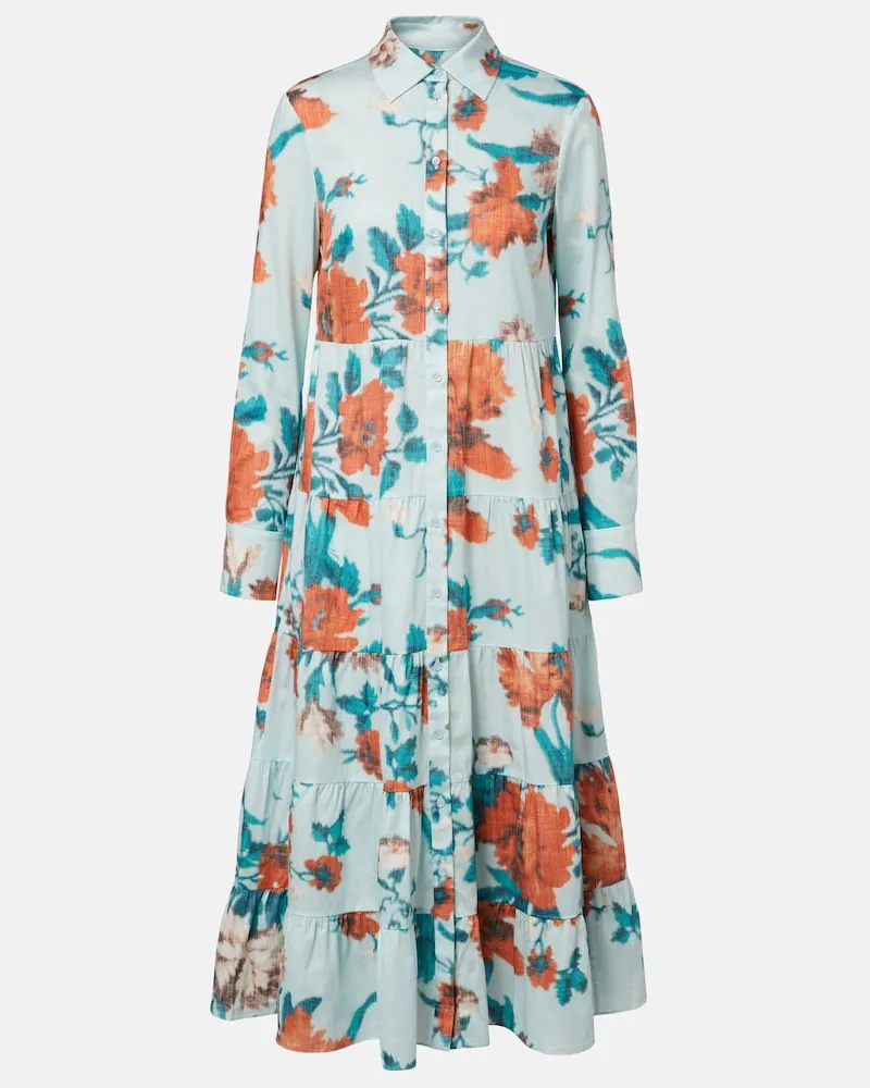 Erdem Abito chemisier in cotone con stampa Multicolore