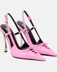 Versace Pumps slingback in pelle con laccetti Rosa