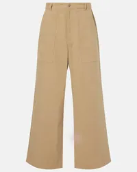 Moncler Pantaloni a gamba larga in gabardine a vita alta Beige