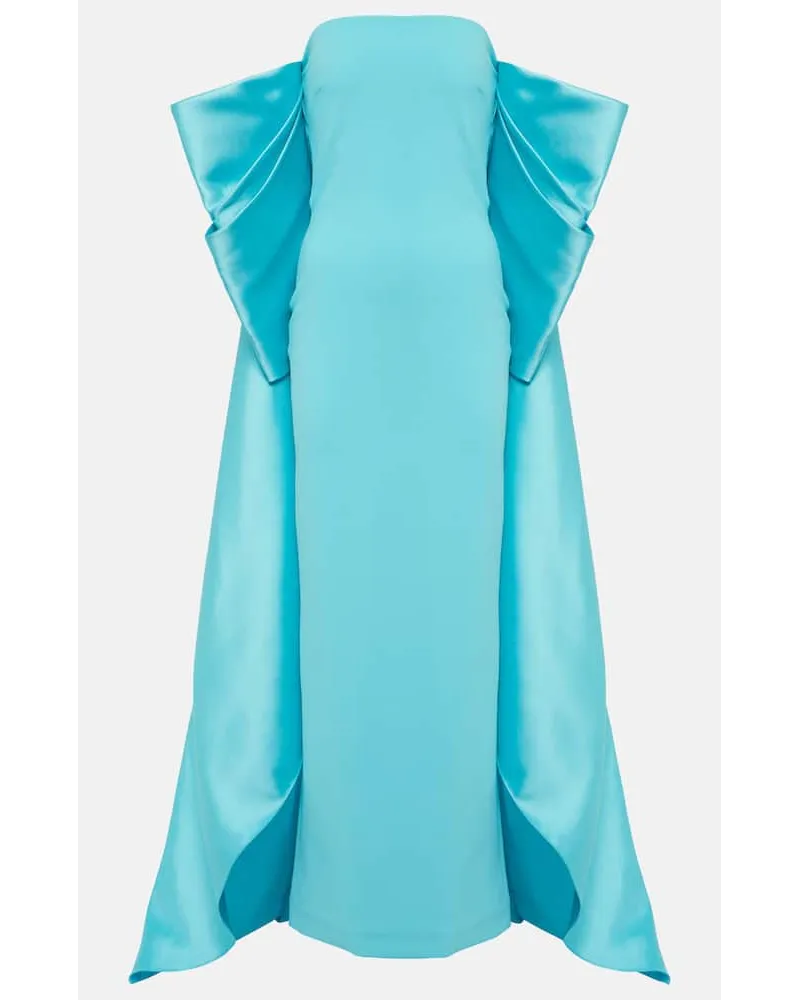 Solace London Abito lungo Kyla in twill e crÃªpe Blu
