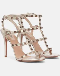 Valentino Garavani Sandali Rockstud in pelle metallizzata Argento