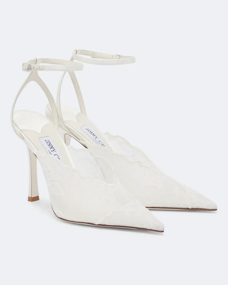 Jimmy Choo Sposa – Pumps Faiz in pizzo e pelle Bianco