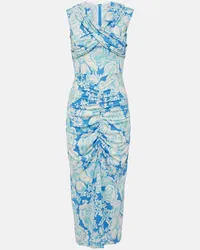 Diane von Furstenberg Abito midi Stephen in jersey con ruches Blu