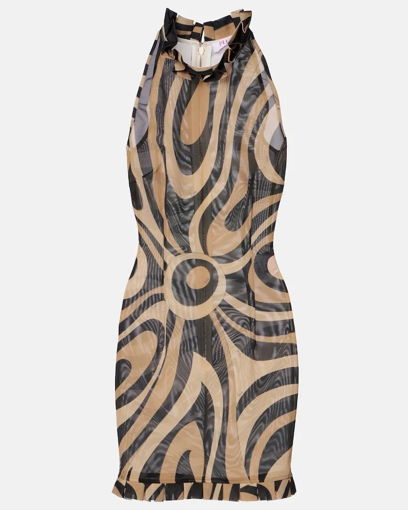 Emilio Pucci Abito corto Marmo con volant Beige