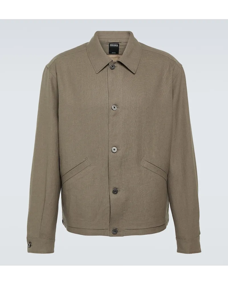 Ermenegildo Zegna Giacca camicia in lino Grigio