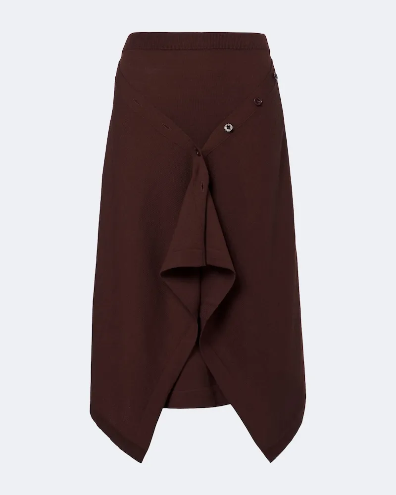 Christophe Lemaire Gonna midi in misto lana Marrone