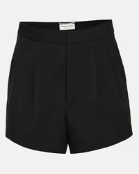 Saint Laurent Shorts a vita alta in lana Nero