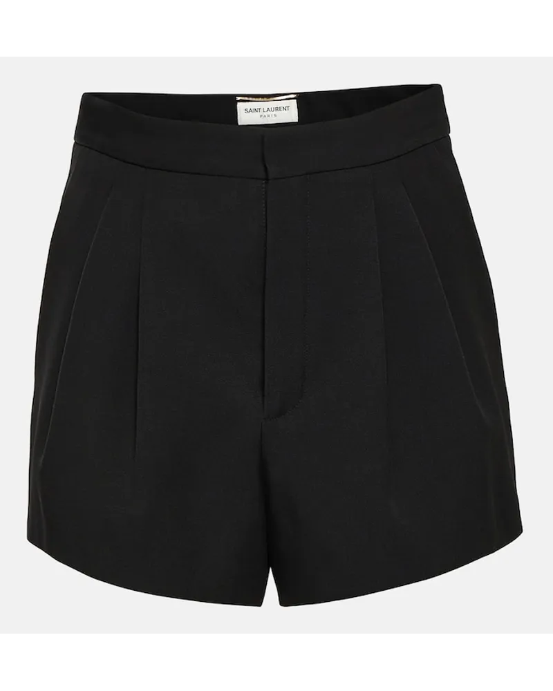 Saint Laurent Shorts a vita alta in lana Nero