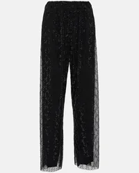 Gucci Pantaloni in tulle con cristalli Nero