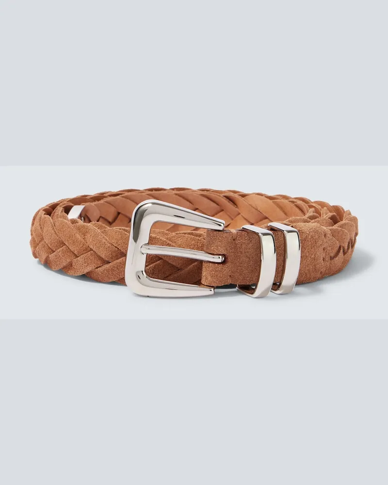Brunello Cucinelli Cintura in suede intrecciato Marrone