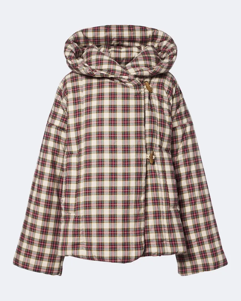 Dries van Noten Piumino in cotone vichy con cappuccio Multicolore
