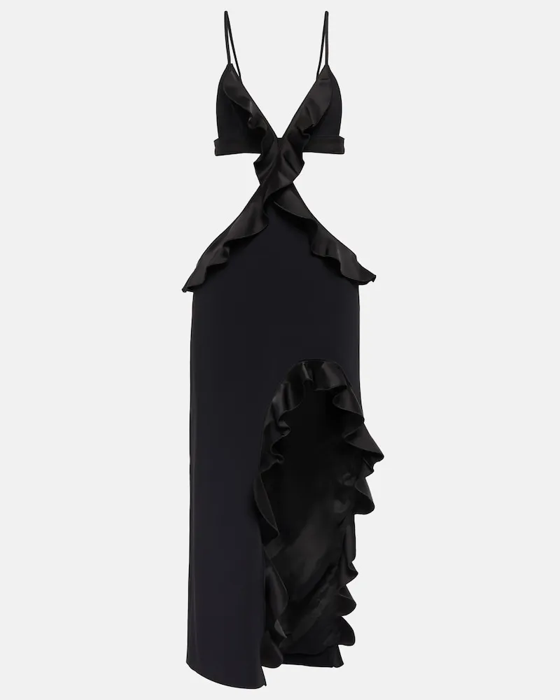 David Koma Abito midi asimmetrico con cut-out Nero