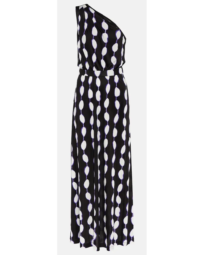 Diane von Furstenberg Abito lungo monospalla Kiera in jersey Nero