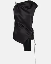 Acne Studios Top asimmetrico in raso Nero