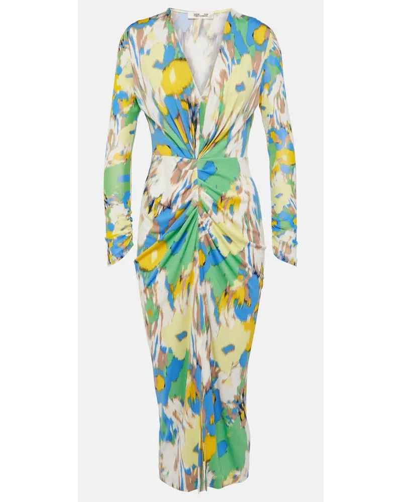 Diane von Furstenberg Abito midi Hades in jersey con ruches Multicolore