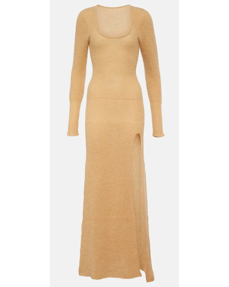 Jacquemus Abito lungo Dao in misto mohair e alpaca Beige