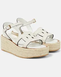 TOD'S Espadrillas Kate in pelle con zeppa Bianco