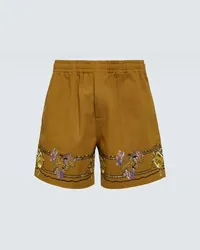 BODE Shorts in cotone con ricami Marrone